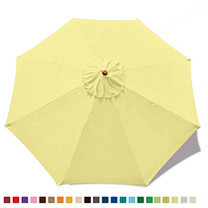 （23  colors）9ft Market Umbrella Replacement Canopy 8 Ribs (light yellow)