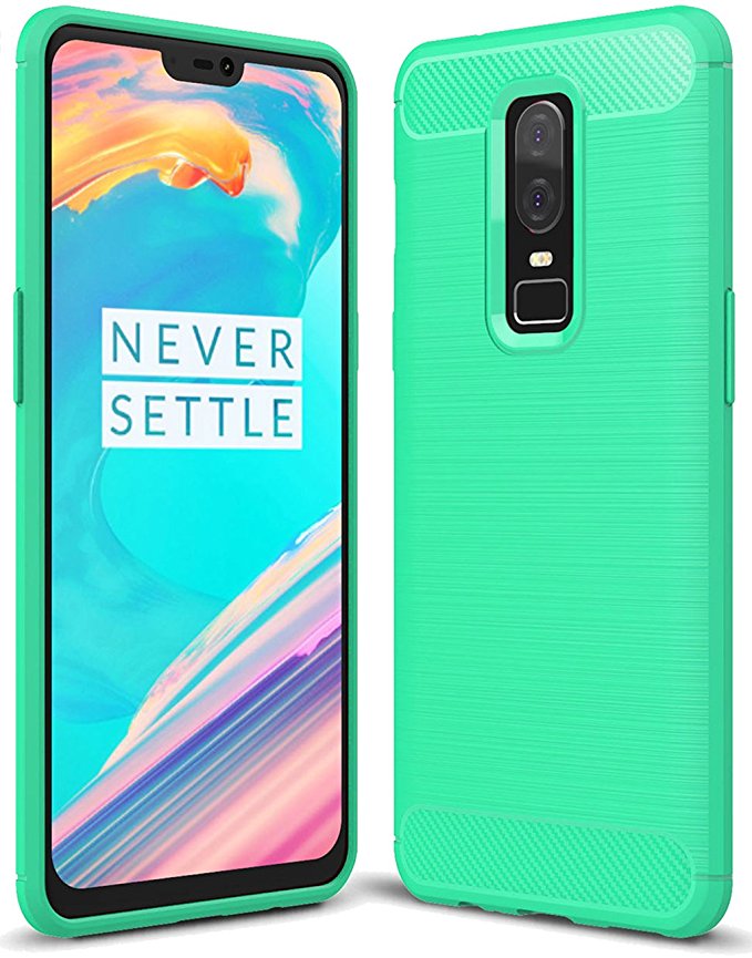 OnePlus 6 case, Sucnakp TPU Shock Absorption Technology Raised Bezels Protective Case Cover for OnePlus 6 smartphone (Mint Green)