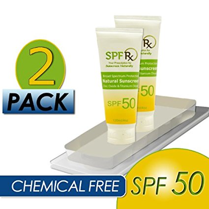 SPF Rx: #1 Best SPF 50 Sunscreen With Zinc Oxide & Titanium Dioxide | Chemical Free Mineral Sunblock Lotion For Face & Body | UVA   UVB Broad Spectrum Protection, Non-Greasy, Fragrance Free & Reef Safe | Made in the USA | 4 oz, 2 Pack