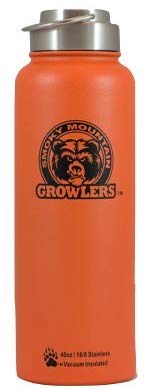 Smoky Mountain Growlers Stainless Steel Water Bottle Growler All In One 40 ounce (Orange)