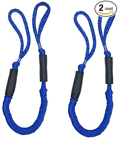 SSY 2 Pack Boat Dock Line, 4ft Bungee Cords for Boats, Boating Gifts for Men, Boat Accessories, Pontoon Accessories, Perfect for Jet Ski, SeaDoo, WaveRunner, Kayak, Pontoon