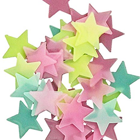 3.8CM 100Pcs 3D Luminous Stars Decorative Wall Stickers DIY Home Kids Room Party Decoration Art Crafts Multi-colored