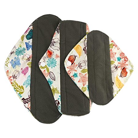 Ecurson Foldable Portable Reusable Bamboo Cloth Washable Menstrual Pad Mama Sanitary Towel Pad (S, Multi-Color)