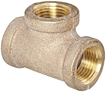 Anderson Metals 38101 Red Brass Pipe Fitting, Tee, 1/2" x 1/2" x 1/2" Female Pipe