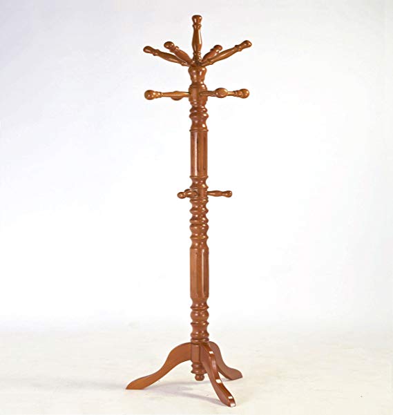 Frenchi Home Furnishing Traditional Spinning Top Wooden Coat Rack, Oak