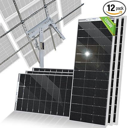 ECO-WORTHY 1200W Solar Tracker System: 6pcs Bifacial 195W Monocrystalline Solar Panels, Dual-Axis Solar Tracking Kit with Tracker Controller for Shed Farm Yard Hut Field and Any Off-Grid