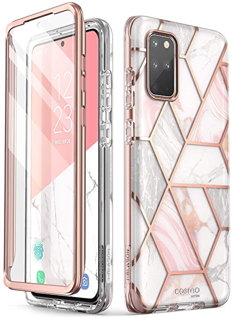 i-Blason Cosmo Series Case for Samsung Galaxy S20  Plus 5G (2020 Release), Stylish Glitter Protective Bumper Case with Built-in Screen Protector (Marble)