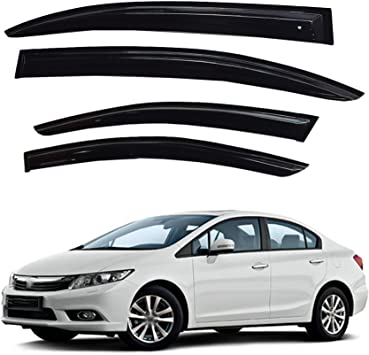 munirater Smoke Tint Side Window Visor Vent Rain Guard Deflector Replacement for 2012-2015 Honda Civic Sedan