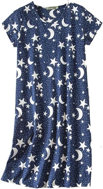 Dreamskull Nightdress for Ladies Women Short Sleeve Nightie Loose Nightshirt Cartoon Stely Nightgowns Home T-Shirt Dress