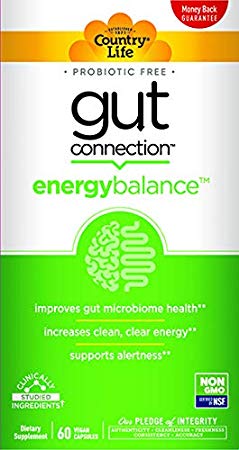 Country Life Gut Connection - Energy Balance - Improves Gut Microbiome Health - Increases Clean Clear Energy - Supports Alertness - 60 Count