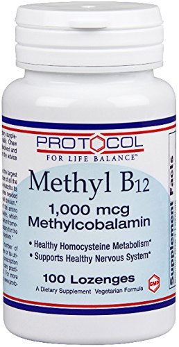Protocol For Life Balance - Methyl B12 1000 mcg Methylcobalamin - Supports Homocysteine Metabolism and Nervous System - 100 Lozenges