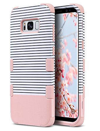 Galaxy S8 Plus Case,ULAK Anti Slip S8 Plus Case Shock Resistance Protective Cover for Samsung Galaxy S8  Plus (2017) with Hybrid High Soft Silicone   Hard PC Case(Rose Gold Stripes)