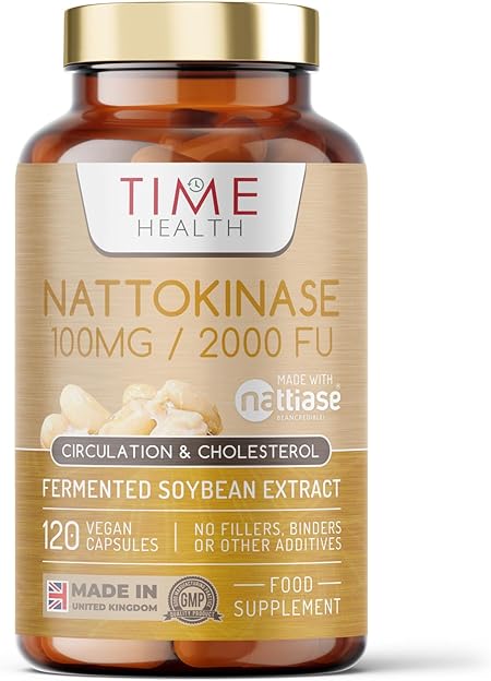 New: Nattokinase - 120 Capsules - 2000 FU / 100mg - Nattiase® Natural Fermented Soybean Extract - Enzyme from Japanese Natto - UK Made - GMP Standards - Zero Additives (120 Count (Pack of 1))