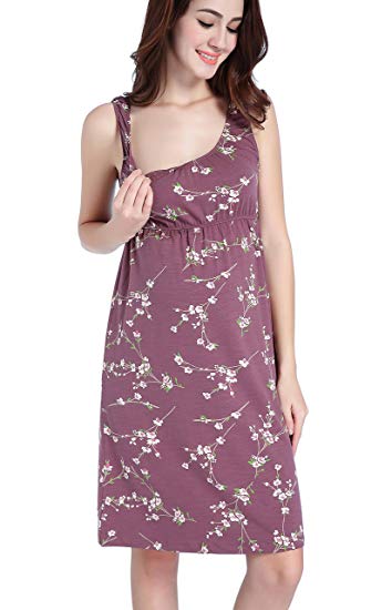 CAKYE Maternity Nursing Nightgown Dress Sleepwear Breastfeeding Pregnancy Pajamas