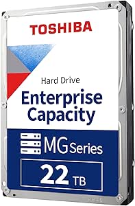 Toshiba 22TB Enterprise Internal Hard Drive – MG Series 3.5" SATA HDD for Server, Storage, 24/7 Operation, Hyperscale, Cloud (MG10AFA22TE)