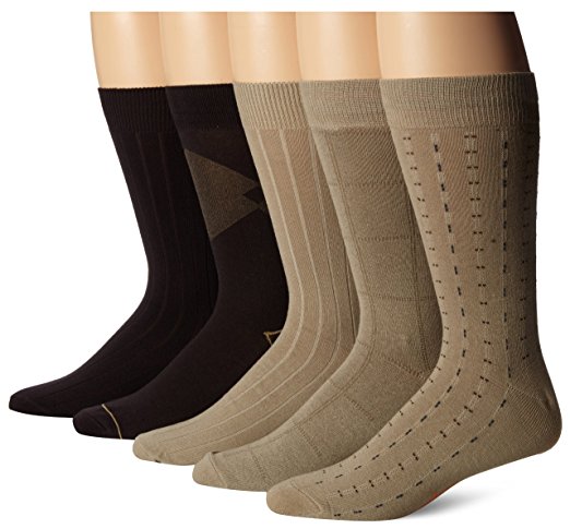 Dockers Men's 5 Pack Classics Dress Dashed Crew Socks