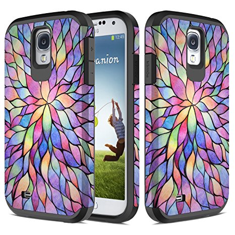 S4 Case, Galaxy S4 Case, RANZ Colorful Flower Design Hard Impact Dual Layer Shockproof Bumper Case For Samsung Galaxy S4 i9500