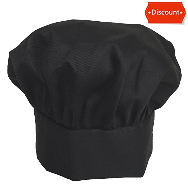 Chef Hat Adult Adjustable Professional Baker Kitchen Cooking Chef Hat, Black Chef Hats for Adult
