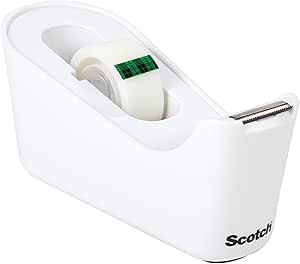 Scotch Tape Dispenser   Scotch Magic Invisible Tape, 1 Roll 19 mm x 33 m - Refillable Sticky Tape Dispenser for Home and Office - White