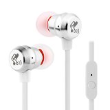 SoundPEATS M20 In-Ear Headphones Noise Isolating Earphones Earbuds with Microphone and In-Line Control Tangle Free Flat Cable 39ft  12m - Silver