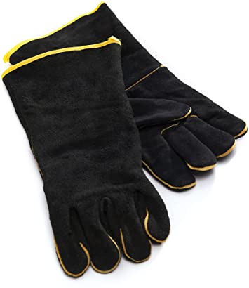 GrillPro 00528 Black Leather BBQ Gloves