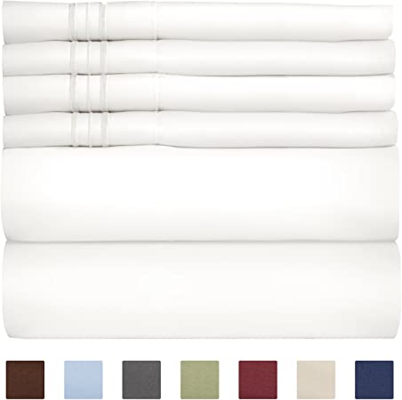 Split King Size Sheet Set - 7 Piece Set - Hotel Luxury Bed Sheets - Extra Soft - Deep Pockets - Easy Fit - Breathable & Cooling - Wrinkle Free - Comfy - White Bed Sheets - Split Kings Sheets