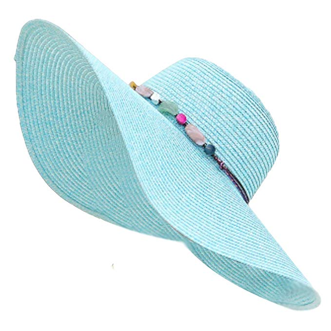 Leisial Sun Hat Sunscreen Straw Beach Cap Outdoor Holiday Leisure Hat Wreath Decoration Flanging Cap for Women