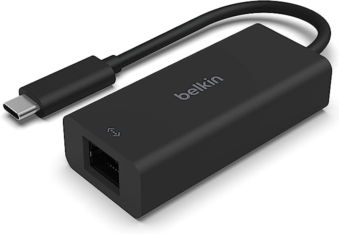 Belkin USB Type C to 2.5 Gb Ethernet Adapter, USB-IF Certified Thunderbolt 3 & 4 / USB-C to LAN Network Adapter Compatible with MacBook Pro/Air, iPad Pro, XPS, Surface, and Other USB C Devices