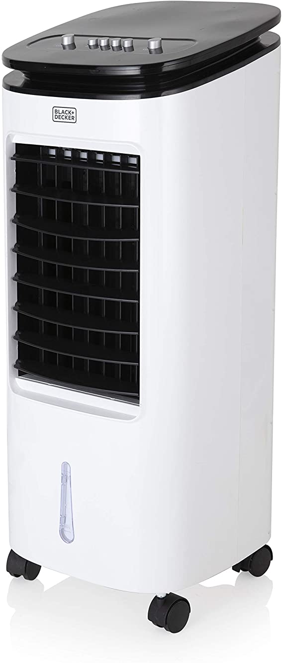 BLACK DECKER BXAC65001GB Manual Air Cooler, Dehumidifier and Purifier, 3 Speed Settings with 7 L Water Tank, Soft Touch Controls, 65 W, White