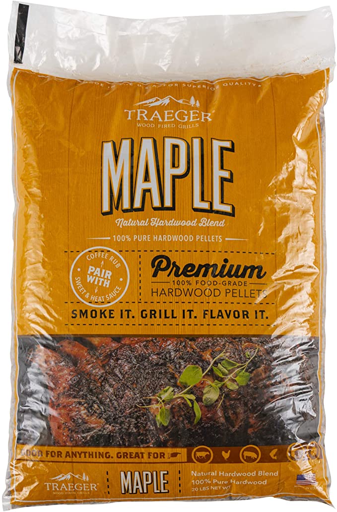 Traeger Grills PEL308 Maple 100% All-Natural Hardwood Pellets Grill, Smoke, Bake, Roast, Braise and BBQ, 20 lb. Bag