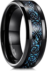 King Will Dragon 8mm/6mm Red/Blue/Green/Orange/Purple/Silver/Black/Azure/Mazarine Celtic Dragon Tungsten Carbide Mens Wedding Band Ring Comfort Fit