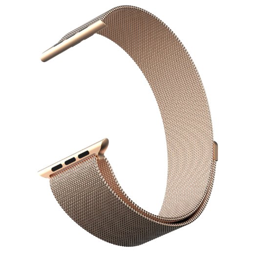 Apple Watch Band, with Unique Magnet Lock, JETech® 38mm Milanese Loop Stainless Steel Bracelet Strap Band for Apple Watch 38mm All Models No Buckle Needed - Rose Gold