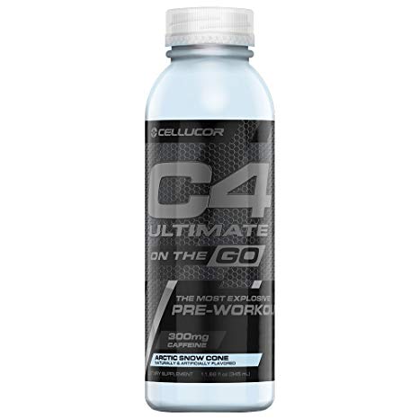 Cellucor C4 Ultimate On The Go Zero Sugar Pre Workout Drink, Energy Drink   Beta Alanine, Snow Cone, 11.66 Ounce Bottles (Pack of 12)