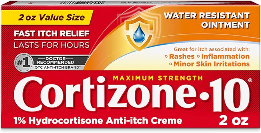 Cortizone 10 Maximum Strength Ointment, 2 Ounce, Anti-Itch Ointment for Poison Ivy, Suman or Oak, Bug Bites, Eczema, Psoriasis, or Contact Dermatitis, Helps Bring Fast Relief to Itching Skin
