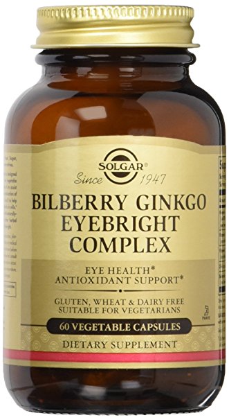 Solgar Bilberry Ginkgo Eyebright Complex Vegetable Capsules, 60 Count
