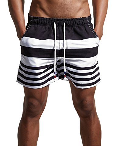 Men's Stripe Swim Trunks Quick Dry Casual Swim Shorts 02