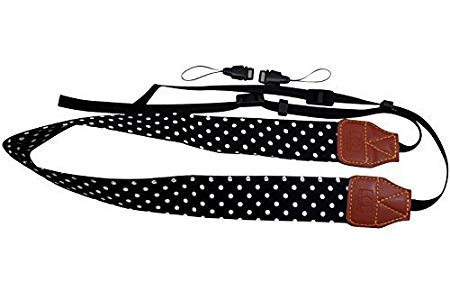 Katia Camera Shoulder Neck Strap Belt for Fujifilm Instax Mini 25/ Mini 8/ Mini 90 Instant Camera, Polaroid ‚ Socialmatic/ Z2300 ‚ Instant/ PIC300 ‚ Instant ‚ Camera, Nikon/ Canon Camera(Black/ white dots)