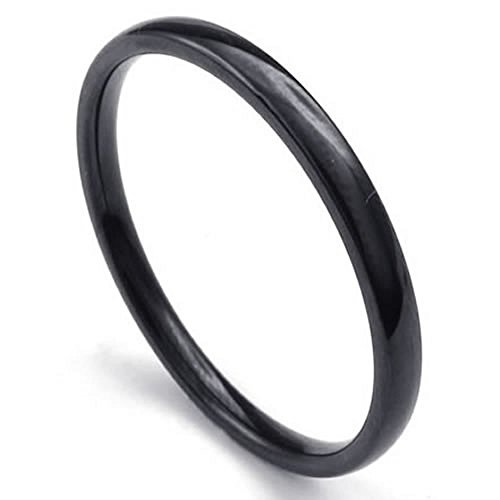 KONOV Mens Womens Stainless Steel Ring, 2mm, Comfort Fit Band, Black