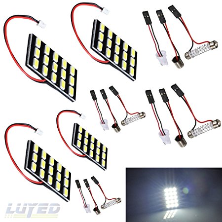 LUYED 4 x 600LM Super Bright 5630 15-SMD White Color Panel Interior Dome LED Lights(Include 3 Adapter)