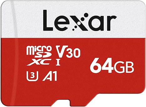 Lexar Micro SD Card up to 100MB/s(R), 64GB MicroSDXC Memory Card   SD Adapter, A1, U1, C10, V30, Full HD and 4K UHD, TF Card for Drone/Dash Cam/Camera/Phone/Nintendo-Switch/PC/T. Tablet