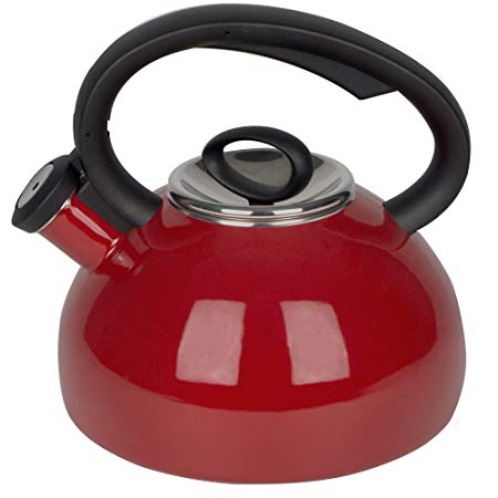 Enameled Tea Kettles 2-Quart - Soft Whistling Hot Water Kettle - Christmas Red Teapot by AIDEA