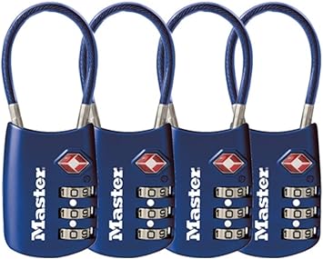 Master Lock 4688DBLU TSA Accepted Cable Luggage Lock, Blue, 4-Pack