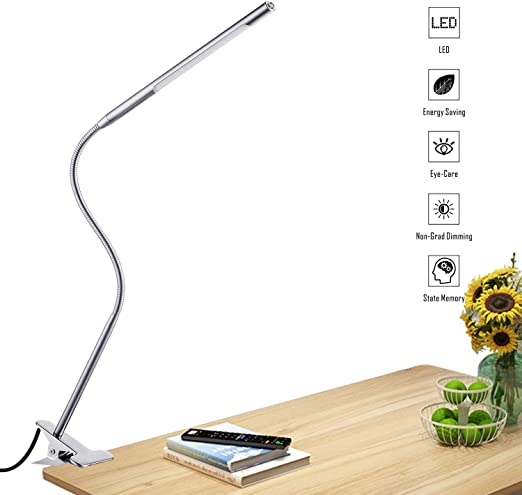 360°Flexible LED Goose Neck Desk Lamp,3 Color Modes&10 Dimming Levels Clip Light,USB LED Book Clamp Light,7W Eye-Care Bed Night Light