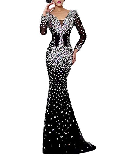 Tsbridal Beaded Mermaid Prom Dresses 2019 Sleeveless Evening Formal Party Dress