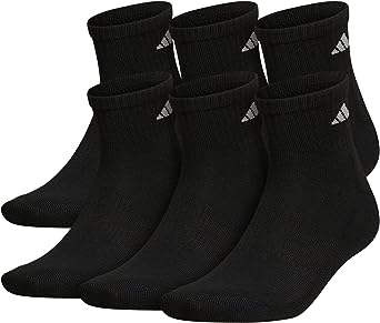 adidas Men's Athletic Cushioned Quarter Socks (with Arch Compression for a Secure Fit (6-Pair)