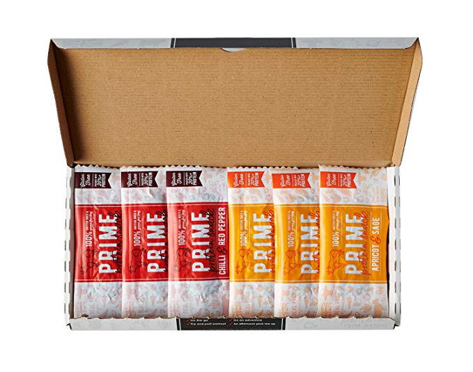 Prime Beef Jerky Bars - 100% Natural - Made with British Bred and Grass fed Beef - Sample Box (6 x 40g Bars)