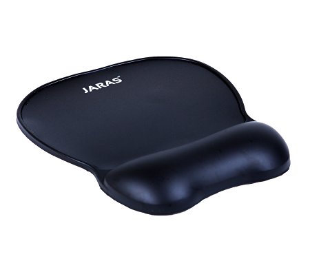 Jaras Comfort Gel Mouse Pad with Wrist Rest, Non-Skid Rubber Base, Water Resistant, Black