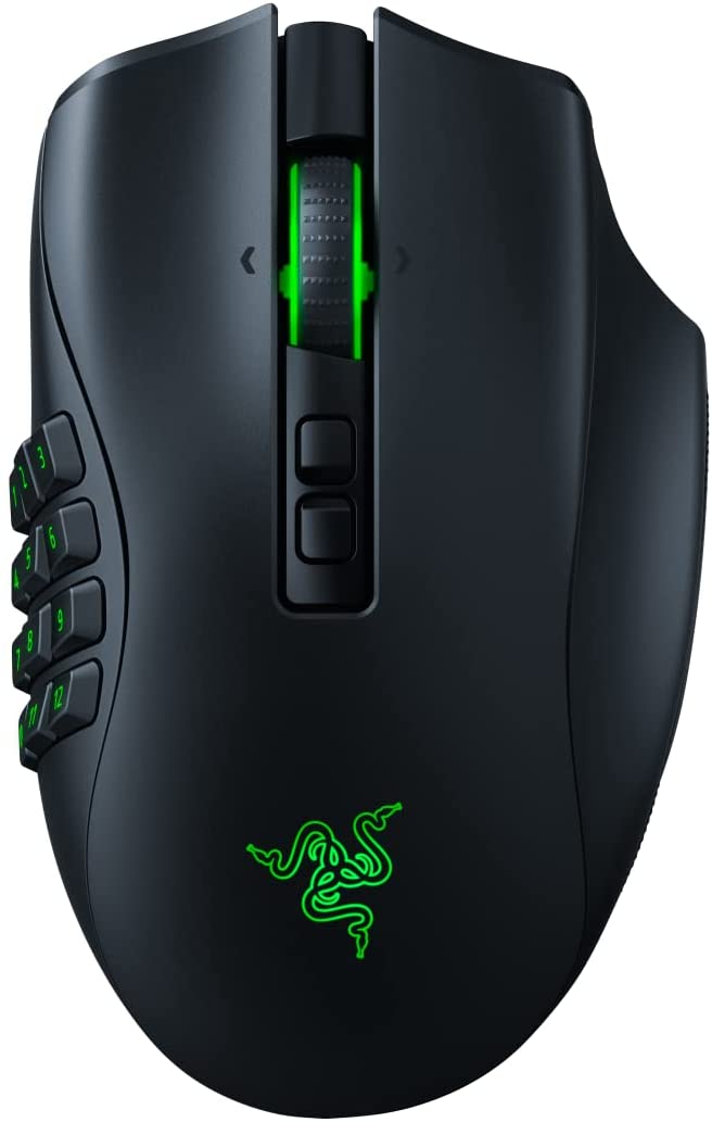 Razer Naga Pro - Modular Wireless Gaming Mouse with Interchangeable Side Panels (19   1 Programmable Buttons, Optical Mouse Switch, 20K DPI Focus  Optical Sensor, 3 Swappable Side Plates) Black