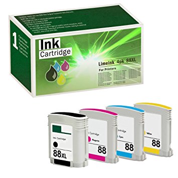 Limeink 4 Remanufactured Ink Cartridges for HP 88XL High Yield for use in HP OfficeJet Pro K5400 K550 K8600 L7480 L7500 L7550 L7555 L7580 L7590 L7600 L7650 L7680 L7681 L7700 L7750 L7780 Printers