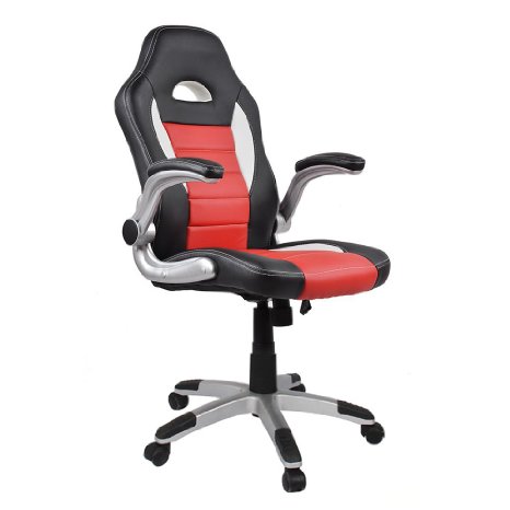 Homall Ergonomic Racing Chair High-Back Gaming Chair PU Leather Bucket Seat,Computer Swivel Lumbar Support Executive Office Chair (Red)